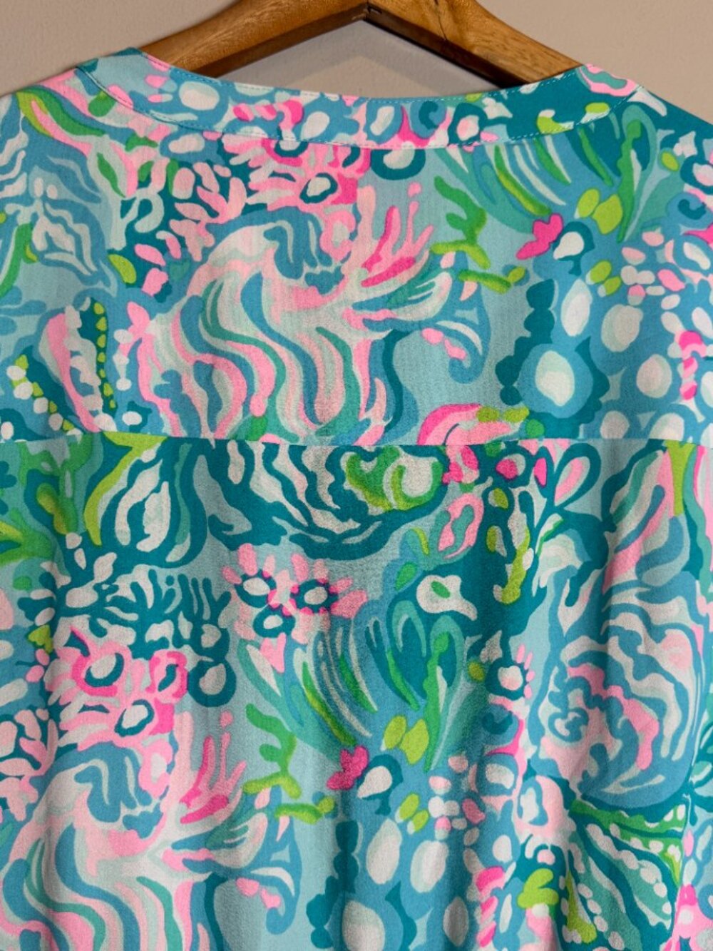 Lilly Pulitzer Cori Stretch Midi Shirt Dress Women's 10 Aqua La Vista Maxi NWOT - Picture 13 of 16